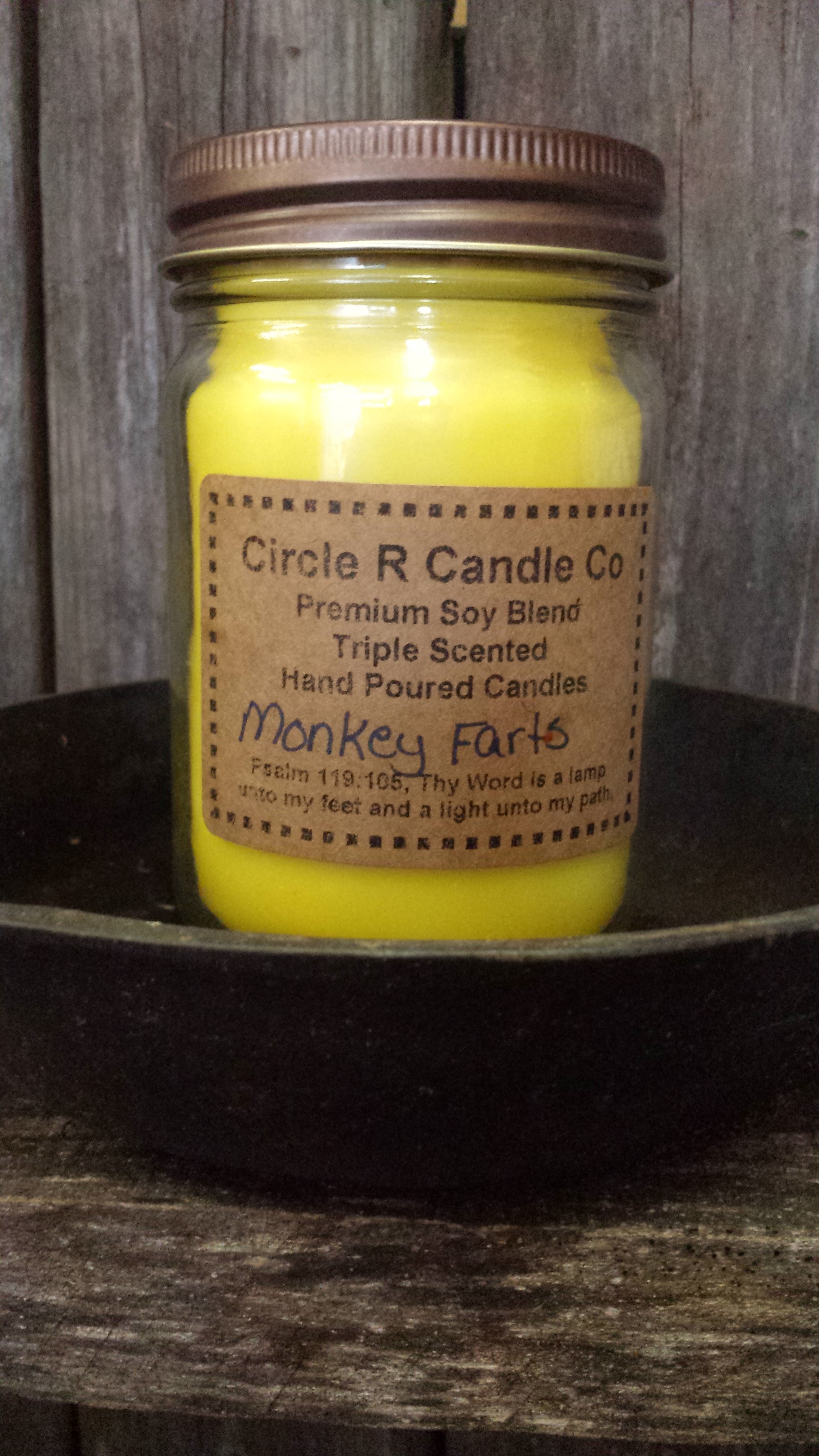 16 oz Hand Poured Soy Candle Monkey Farts.FREE SHIPPING 